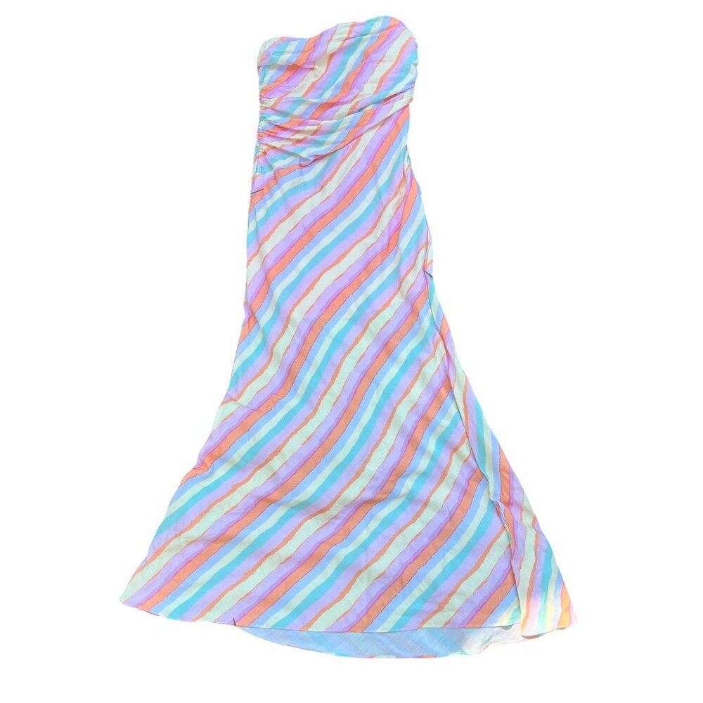 Hello Molly Maxi Dress Size 4 Rainbow Sweet Striped Soft Summer Festival Sun